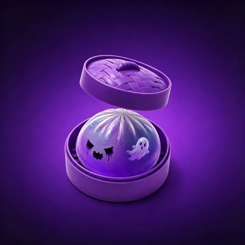 Glitter Ghost Dumpling Squishy Toy With Steamer Halloween Sensory Decompression