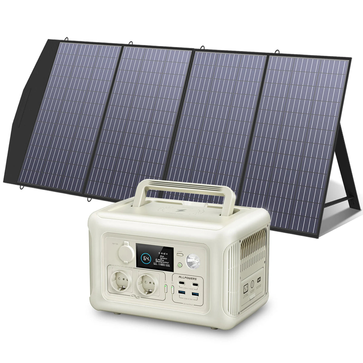 Allpowers 600W Portable Solar Generator Kit With LiFePO4 Battery