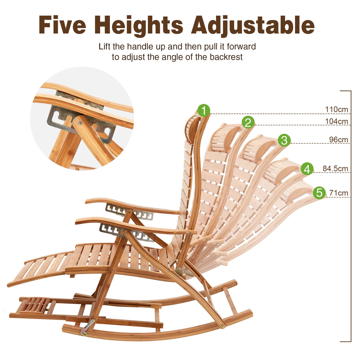 Bamboo Folding Rocking Chair For Indoor Outdoor Use