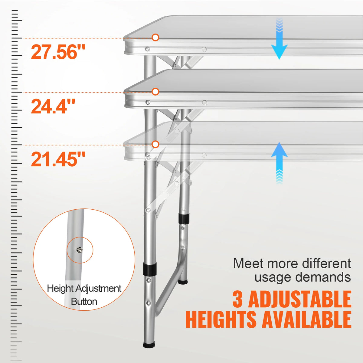 SucceBuy Adjustable Height Outdoor Folding Picnic Table