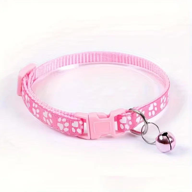 Decorative Adjustable Cat Collar With Bell And Ribbon Strap