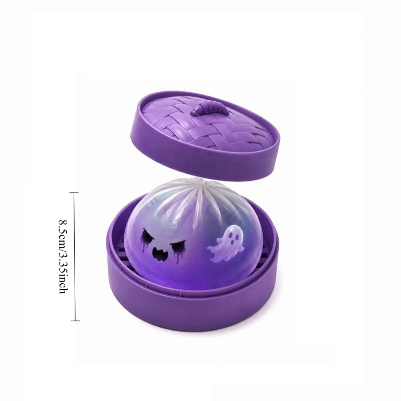 Glitter Ghost Dumpling Squishy Toy With Steamer Halloween Sensory Decompression