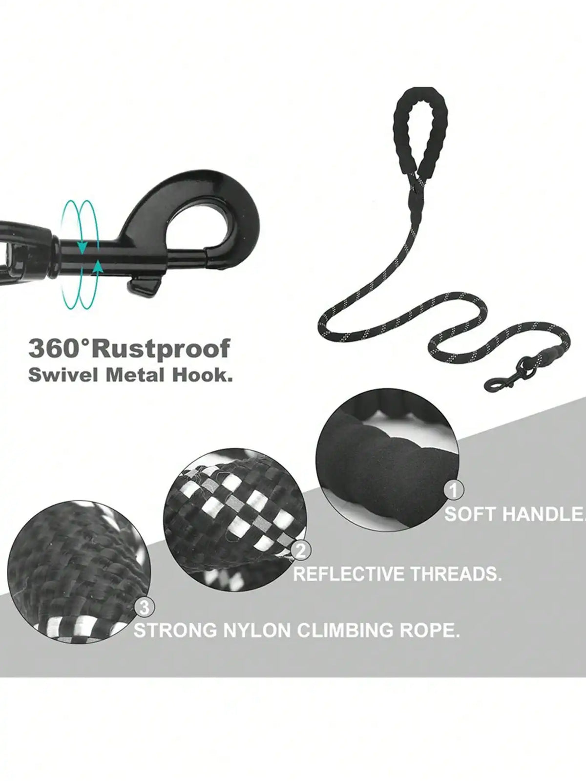 Premium Reflective Nylon Dog Leash With Comfortable Foam Handle