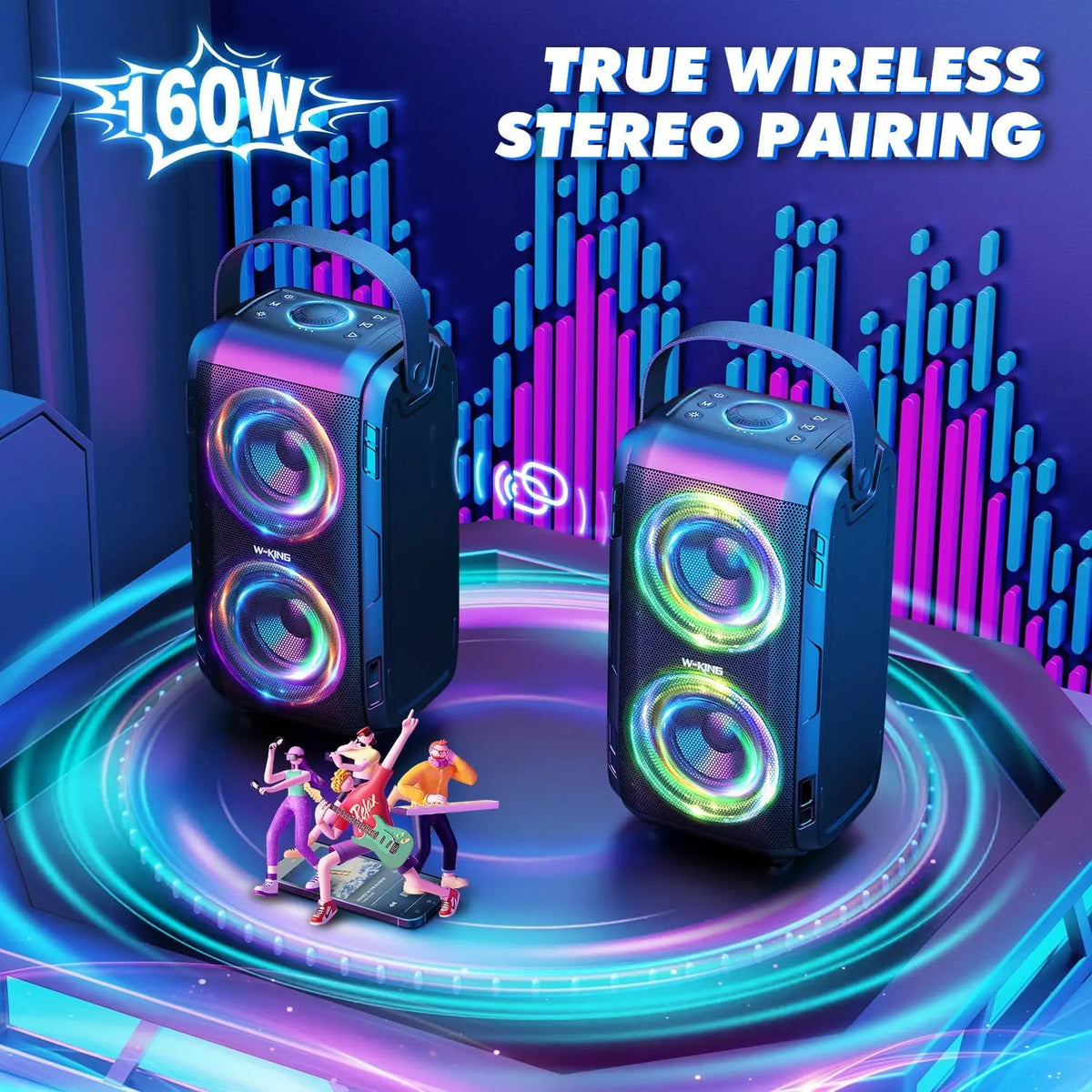 W-King T9-2 Portable Bluetooth Party Speaker With Powerful Stereo Bass