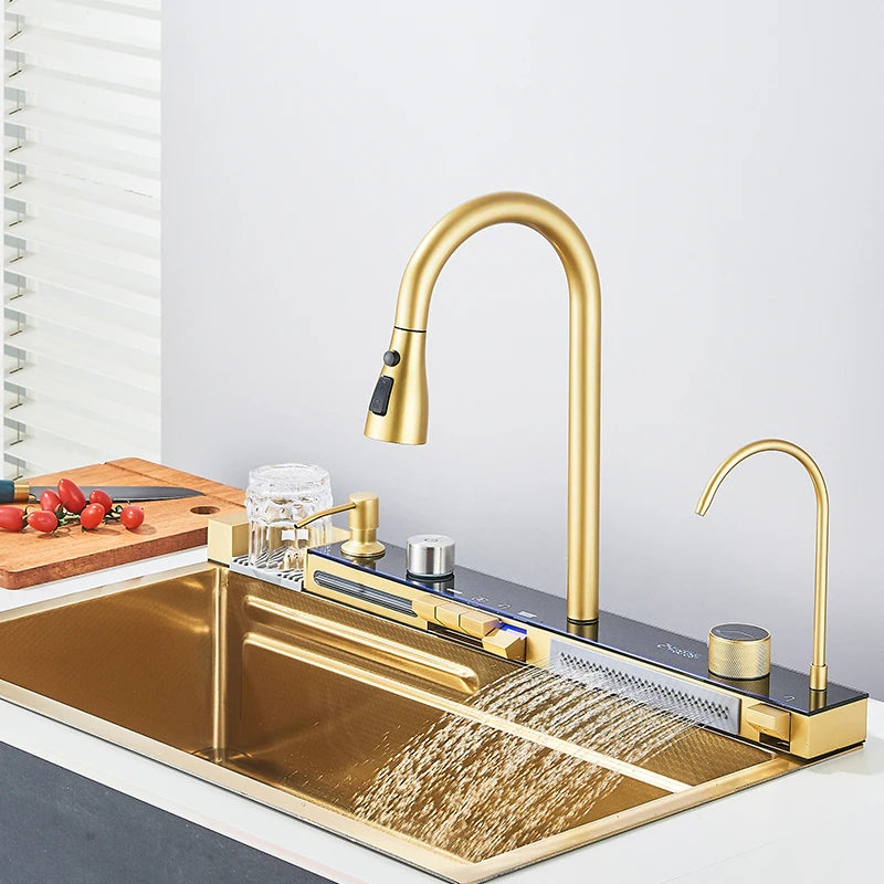 Stainless Steel Integrated Single Bowl Kitchen Sink With Smart Faucet