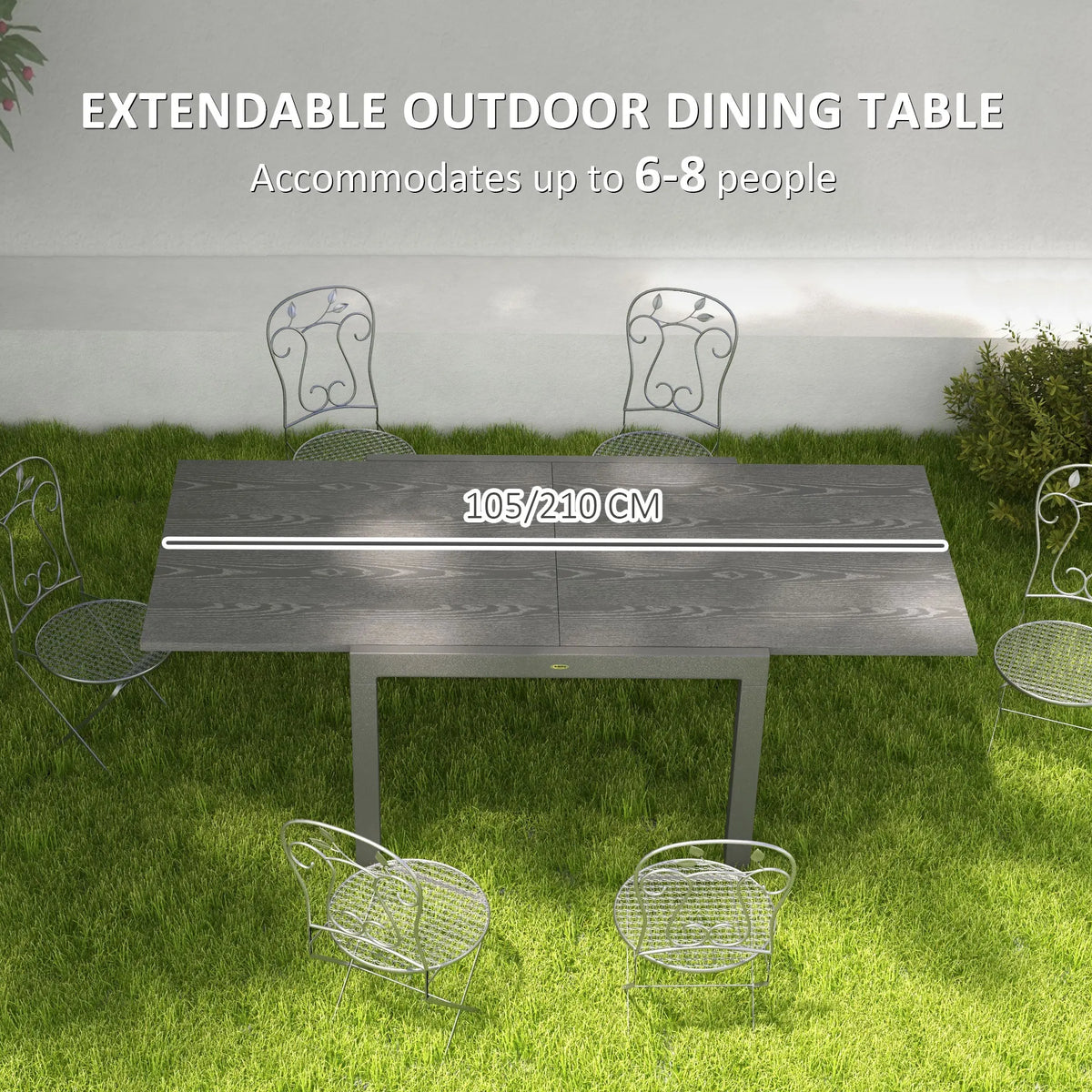 Outsunny Extendable Rectangular Aluminum Patio Dining Table