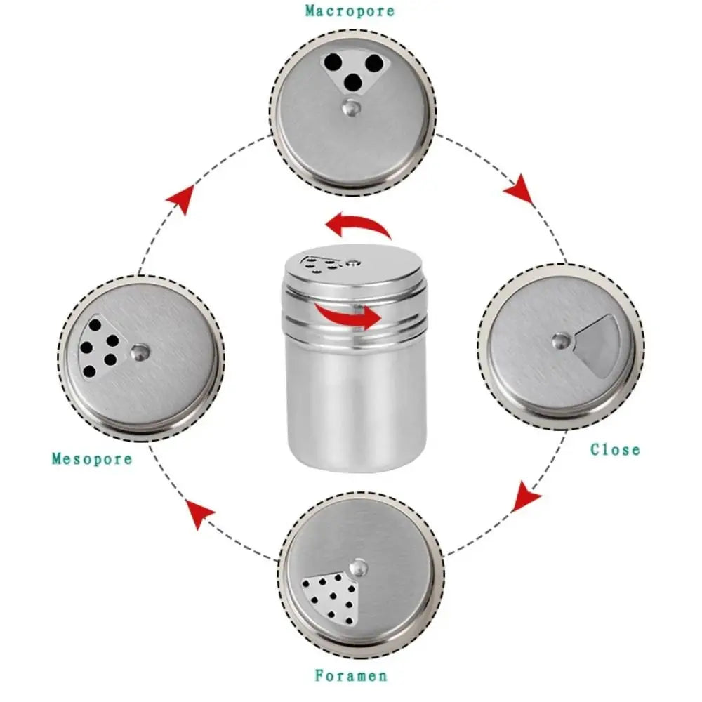 Stainless Steel Rotating Spice Jar For Kitchen Seasoning Storage Solutions